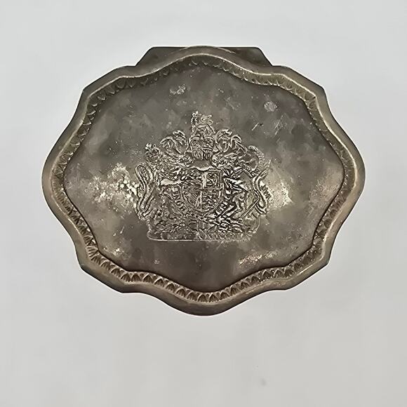 VTG Silver Plated Red Velvet Lined Trinket Box Hinged Lid Lion Head Claw Feet - Picture 1 of 5